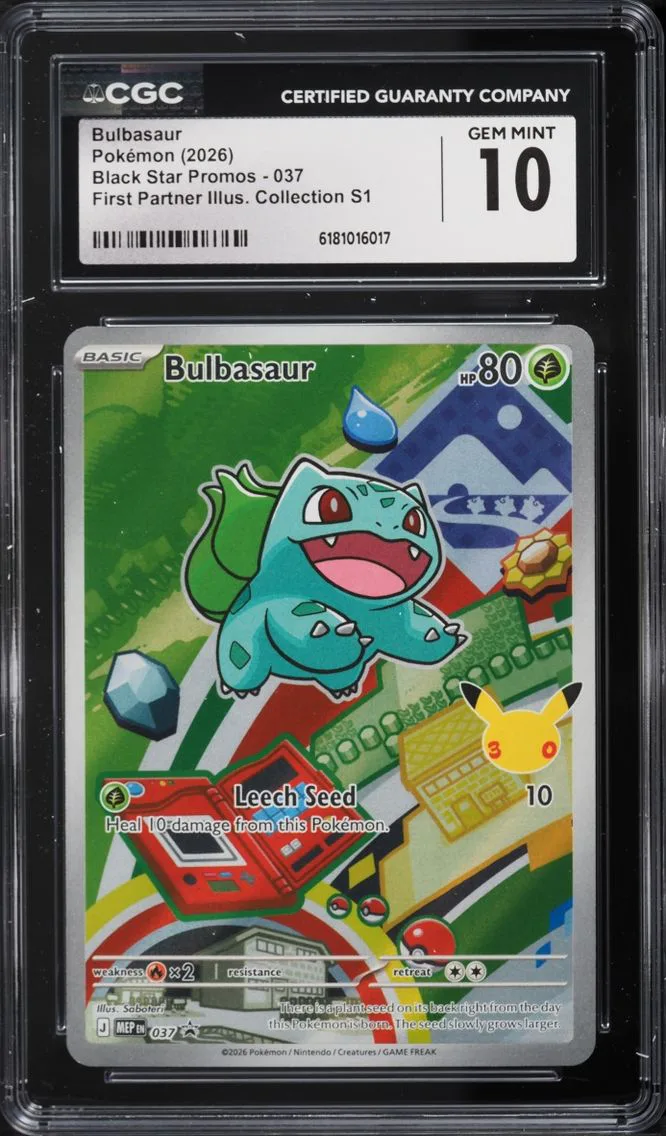 2026 Pokemon Mega Promo First Partner Illustration S1 Full Art Bulbasaur #37 CGC 10 GEM MINT