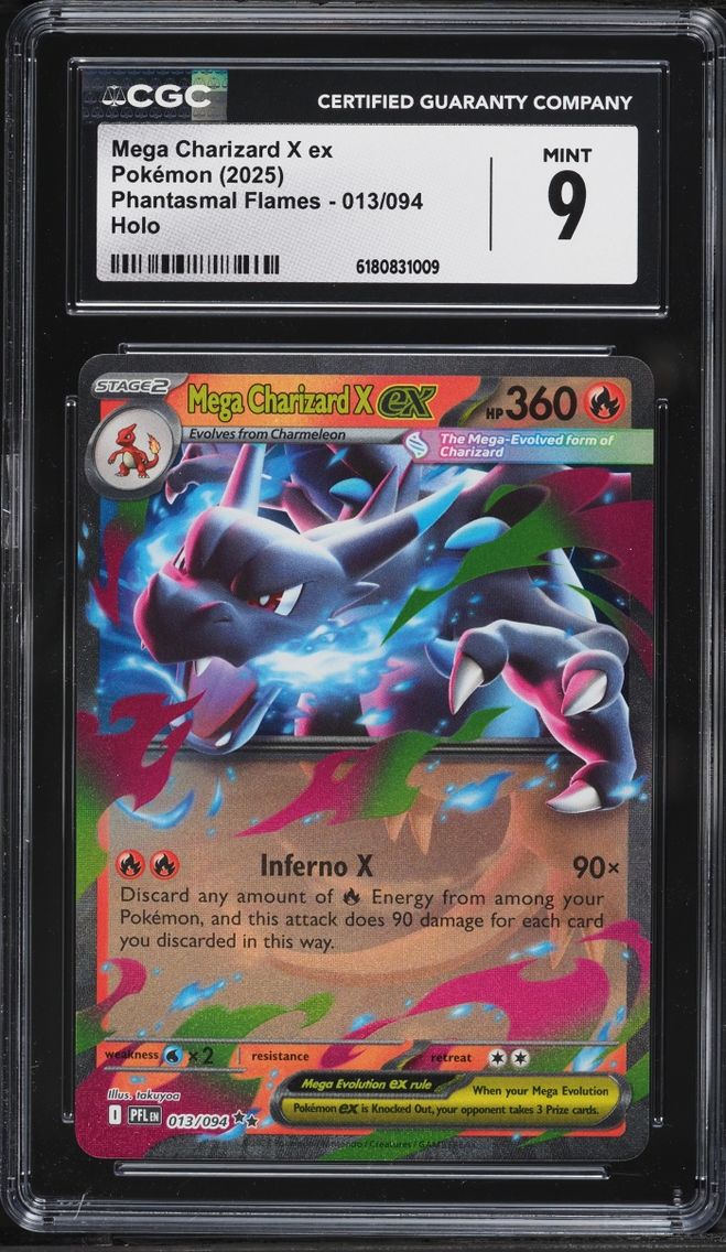 2025 Pokemon Mega Evolution Phantasmal Flames Holo Mega Charizard X Ex #13 CGC 9 MINT