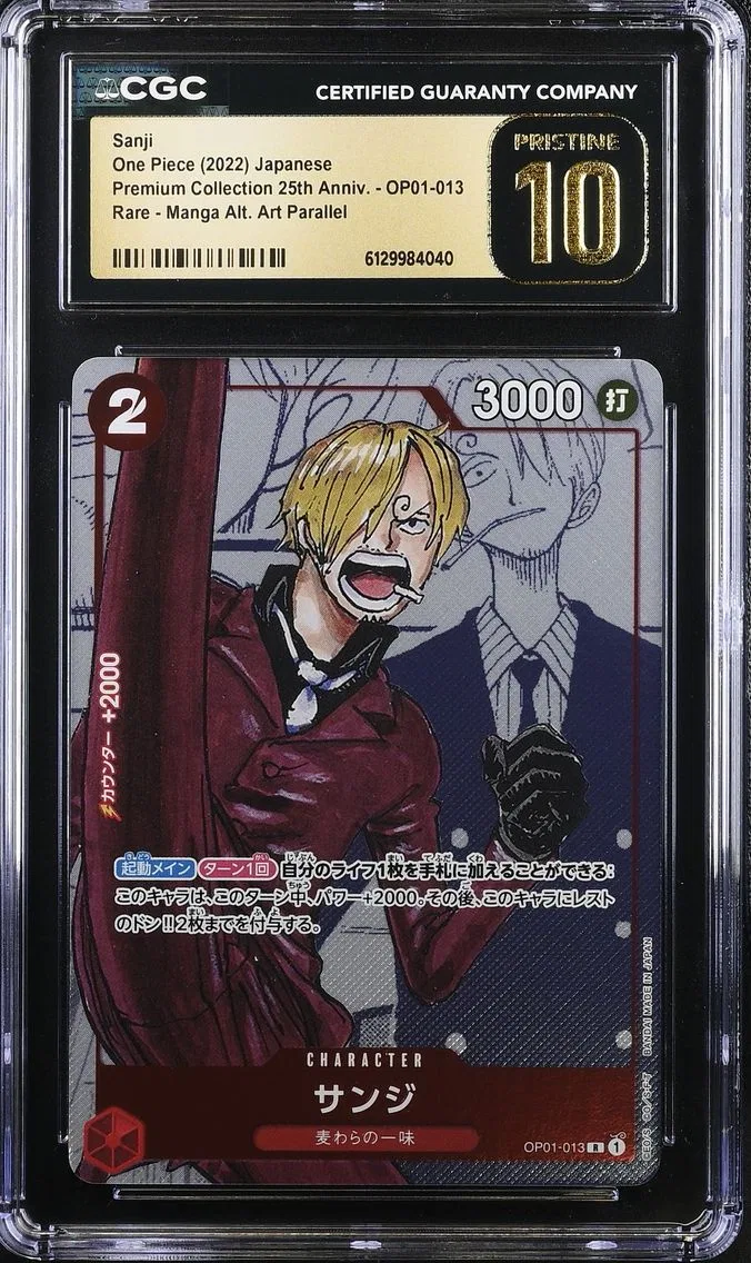2022 #OP01-013 Sanji CGC 10 Pristine Premium Collection 25th Anniversary - Japanese