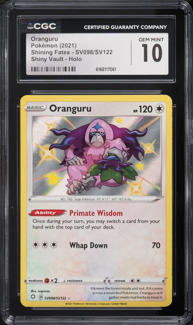 2021 Pokemon Sword & Shield Shining Fates Shiny Oranguru #SV098 CGC 10 GEM MINT