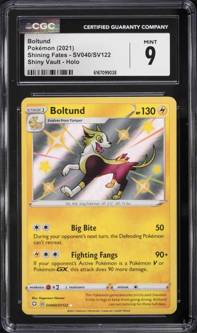 2021 Pokemon Sword & Shield Shining Fates Shiny Vault Holo Shiny Boltund #SV040 CGC 9 MINT