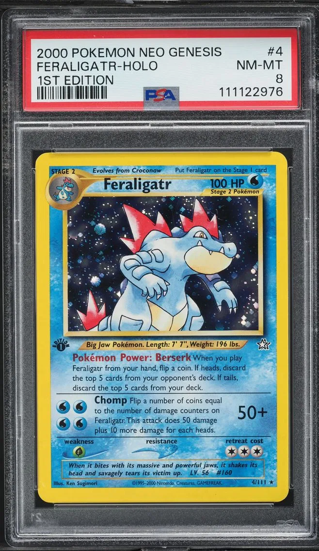 2000 #4 Feraligatr-Holo PSA 8 Neo Genesis 1st Edition Pokemon