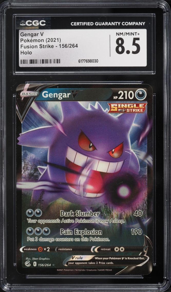 2021 Pokemon Sword & Shield Fusion Strike Holo Gengar V #156 CGC 8.5 NM-MT+