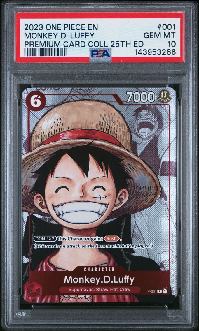 2023 #001 Monkey D. Luffy PSA 10 One Piece Premium Card Collection 25th Edition
