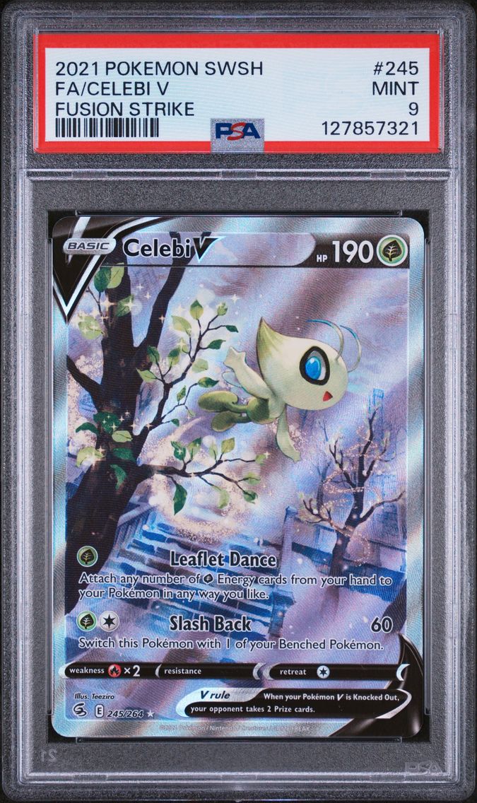 2021 #245 Full Art/Celebi V PSA 9 Sword & Shield Fusion Strike Pokemon