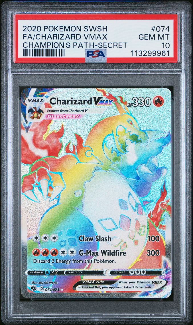 2020 #074 Full Art/Charizard Vmax PSA 10 Sword & Shield Champion's Path Pokemon
