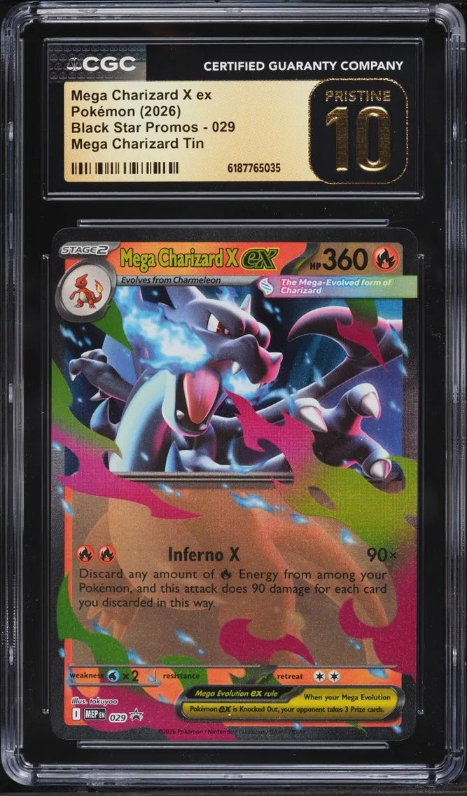 2026 #29 Mega Charizard X Ex CGC 10 Pokemon Mega Evolution Promo Tin