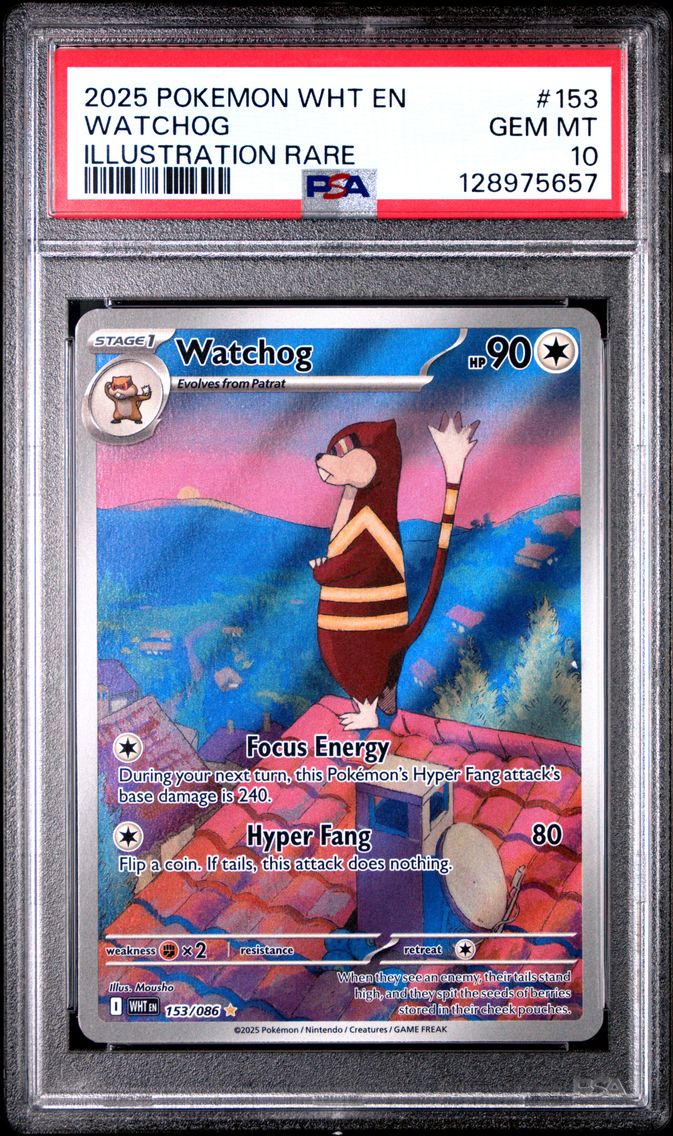 2025 #153 Watchog PSA 10 Wht EN-White Flare Pokemon