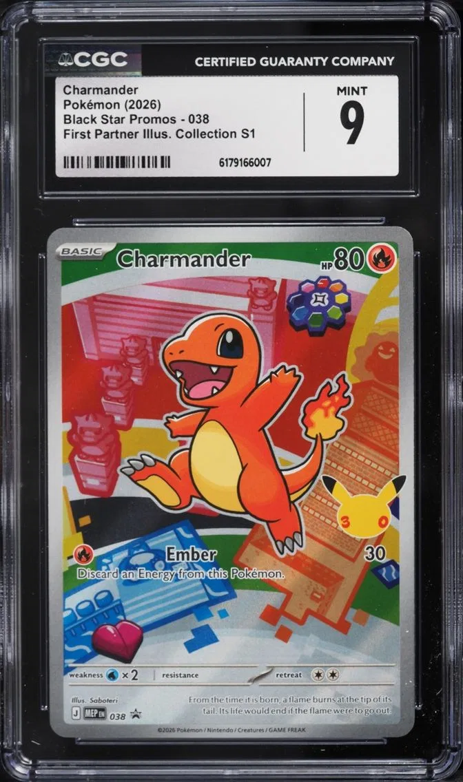 2026 Pokemon Mega Evolution Promo First Partner Illustration S1 Full Art Charmander #38 CGC 9