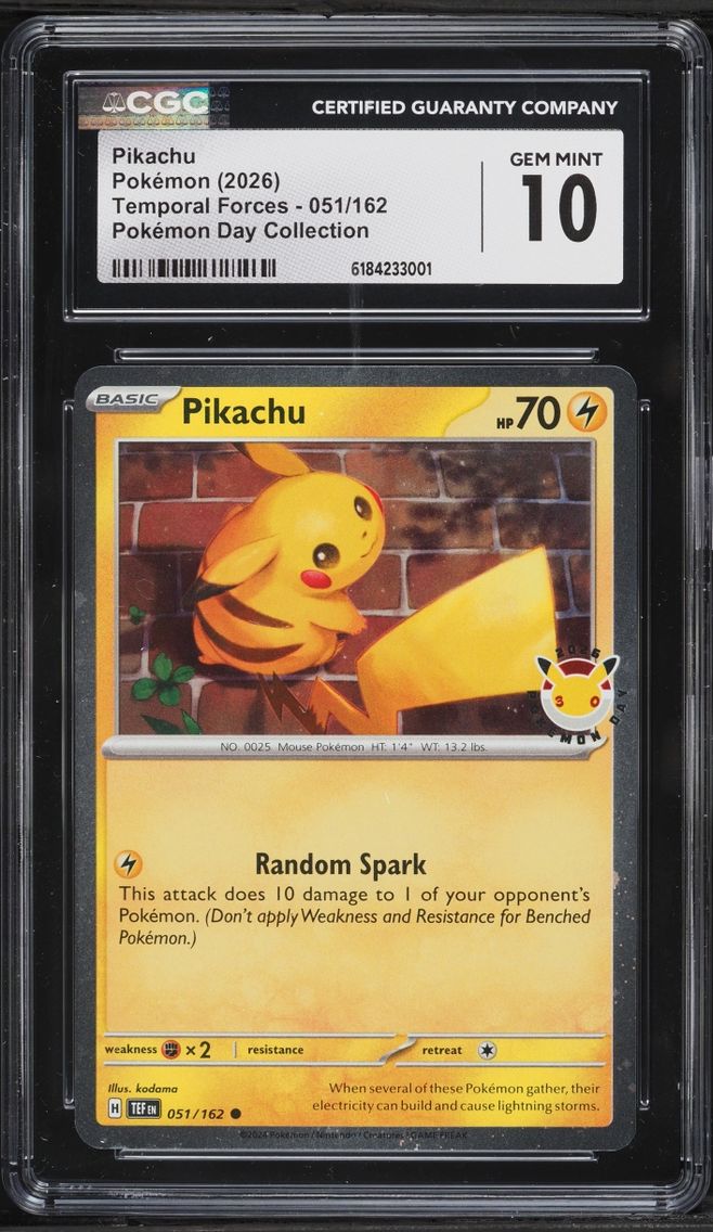 2026 #51 Pikachu CGC 10 Pokemon Scarlet & Violet Temporal Forces Day Collection