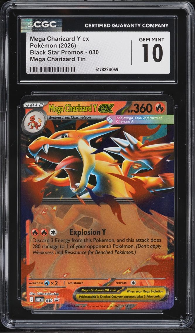 2026 Pokemon Mega Evolution Black Star Promo Tin Mega Charizard Y Ex #30 CGC 10 GEM MINT