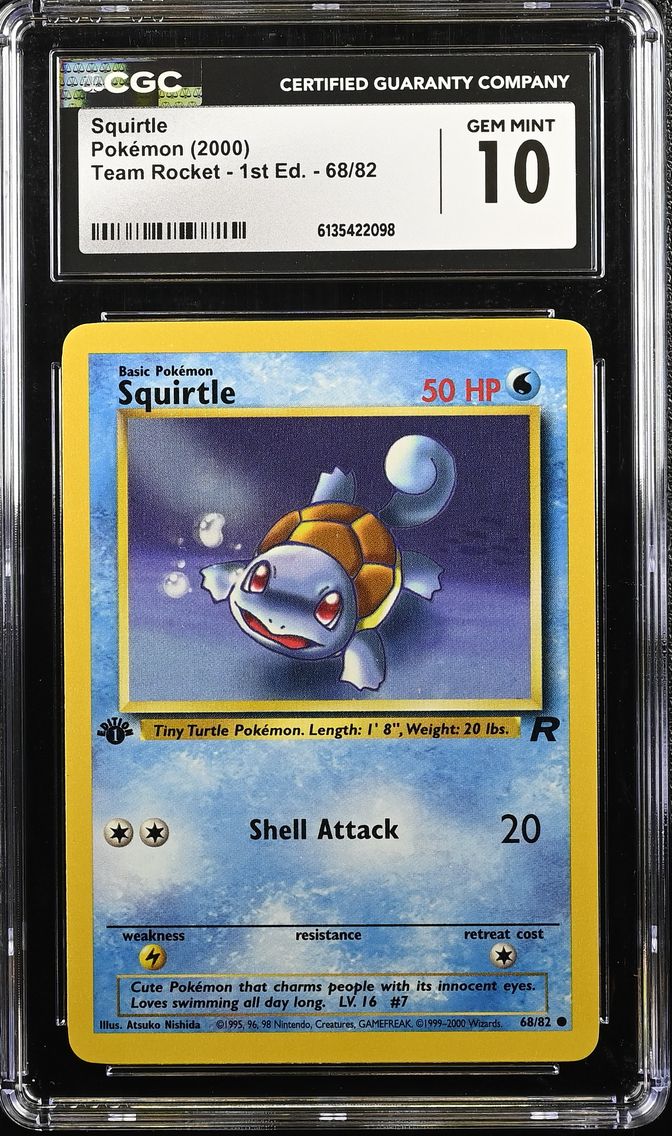 2000 #68 Squirtle CGC 10 Team Rocket - 1st Edition - English