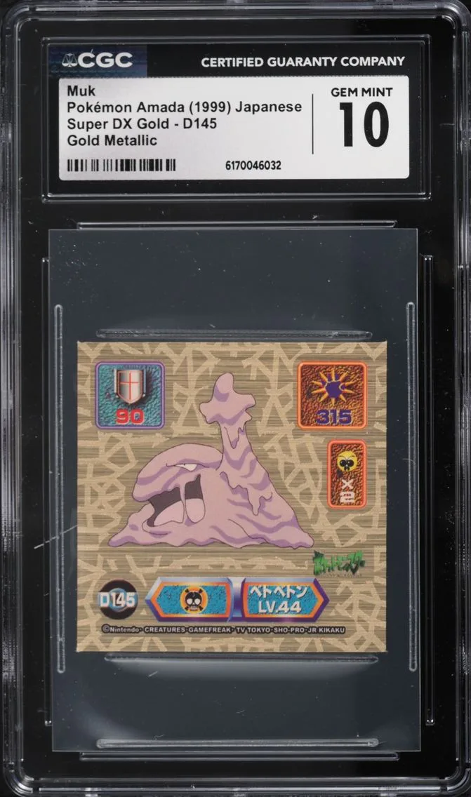 1999 Pokemon Japanese Amada Super DX Gold Gold Metallic Muk #D145 CGC 10 GEM MINT