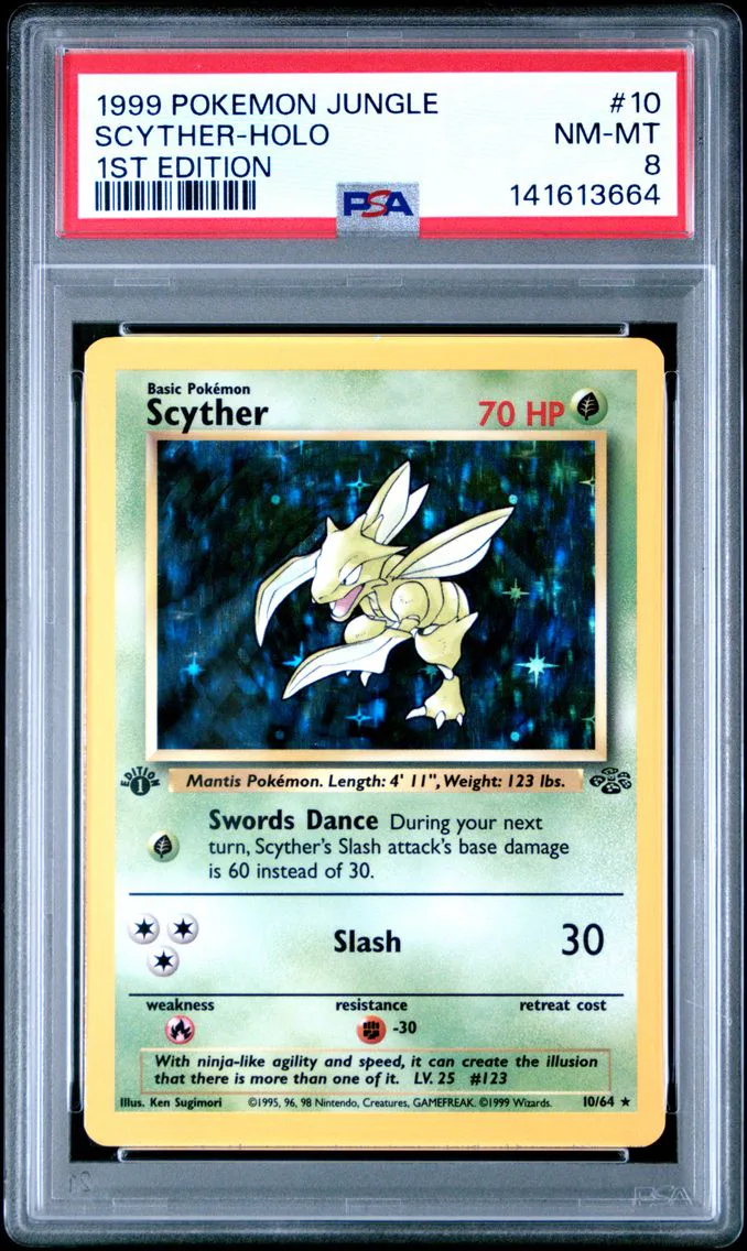 1999 #10 Scyther-Holo 1st Edition PSA 8 Jungle