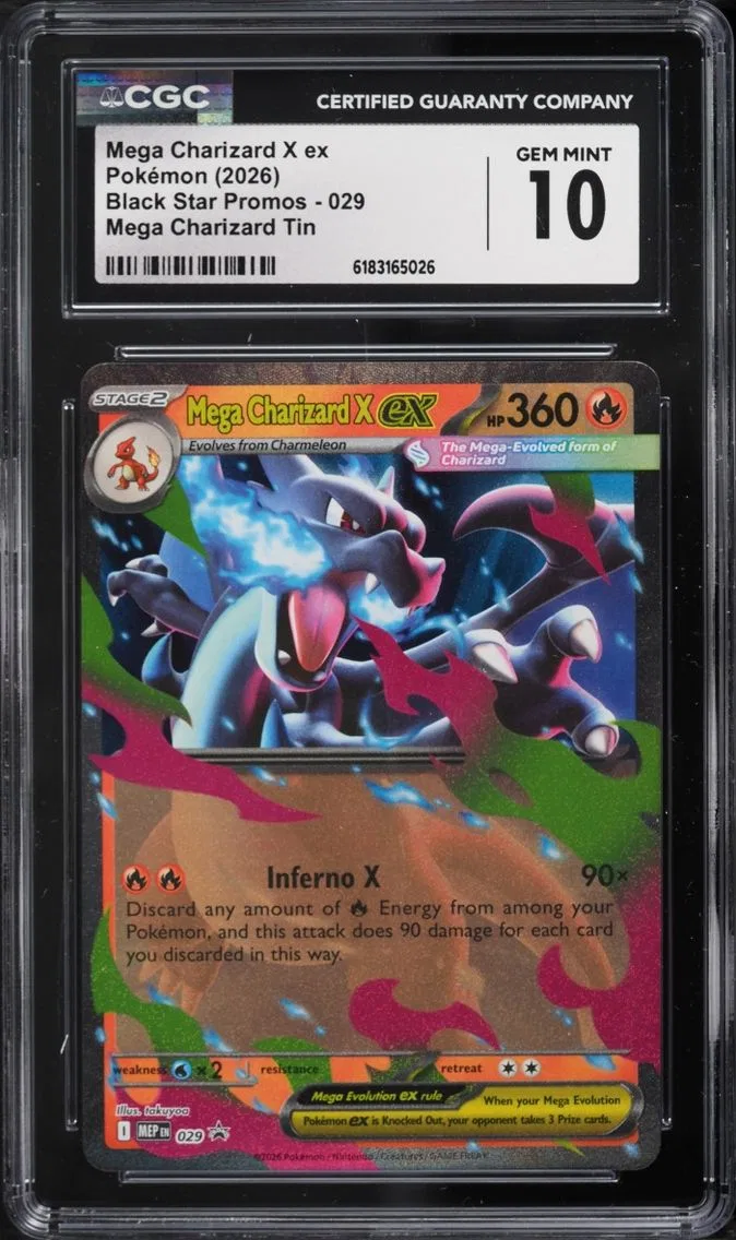 2026 Pokemon Mega Evolution Promo Tin Mega Charizard X ex #29 CGC 10 GEM MINT