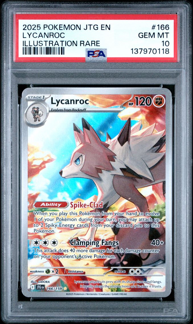 2025 #166 Lycanroc PSA 10 Jtg EN-Journey Together Pokemon