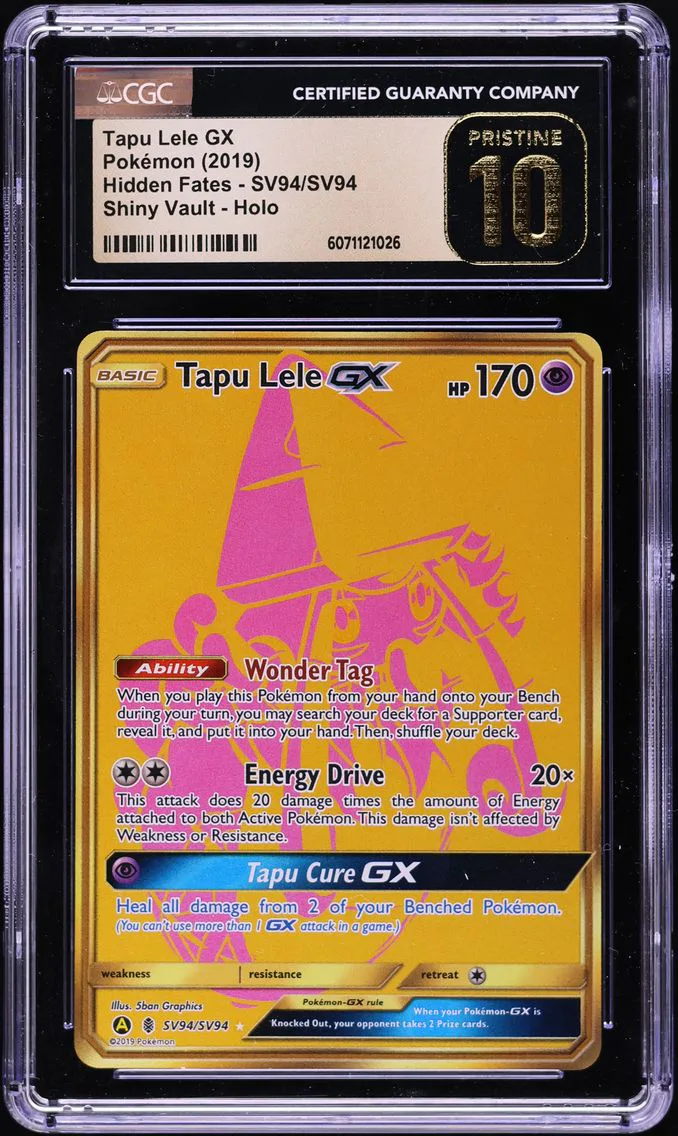 2019 #SV94 Full Art/Tapu Lele GX CGC 10 Pristine Sun & Moon Hidden Fates Pokemon