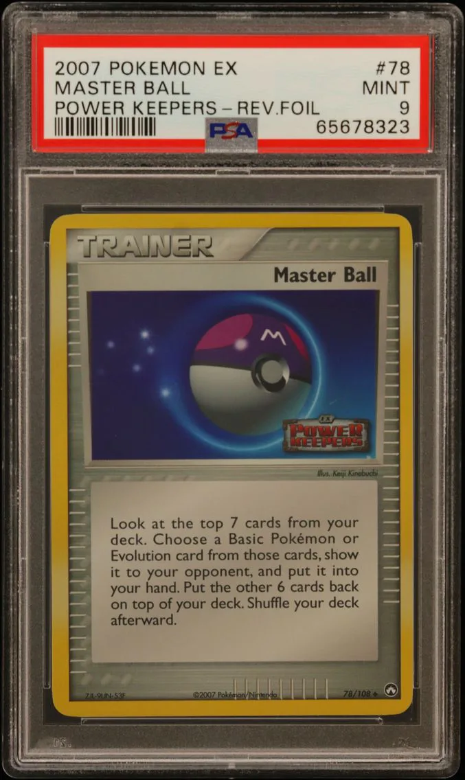 2007 #78 Master Ball-Reverse Foil PSA 9 EX Power Keepers