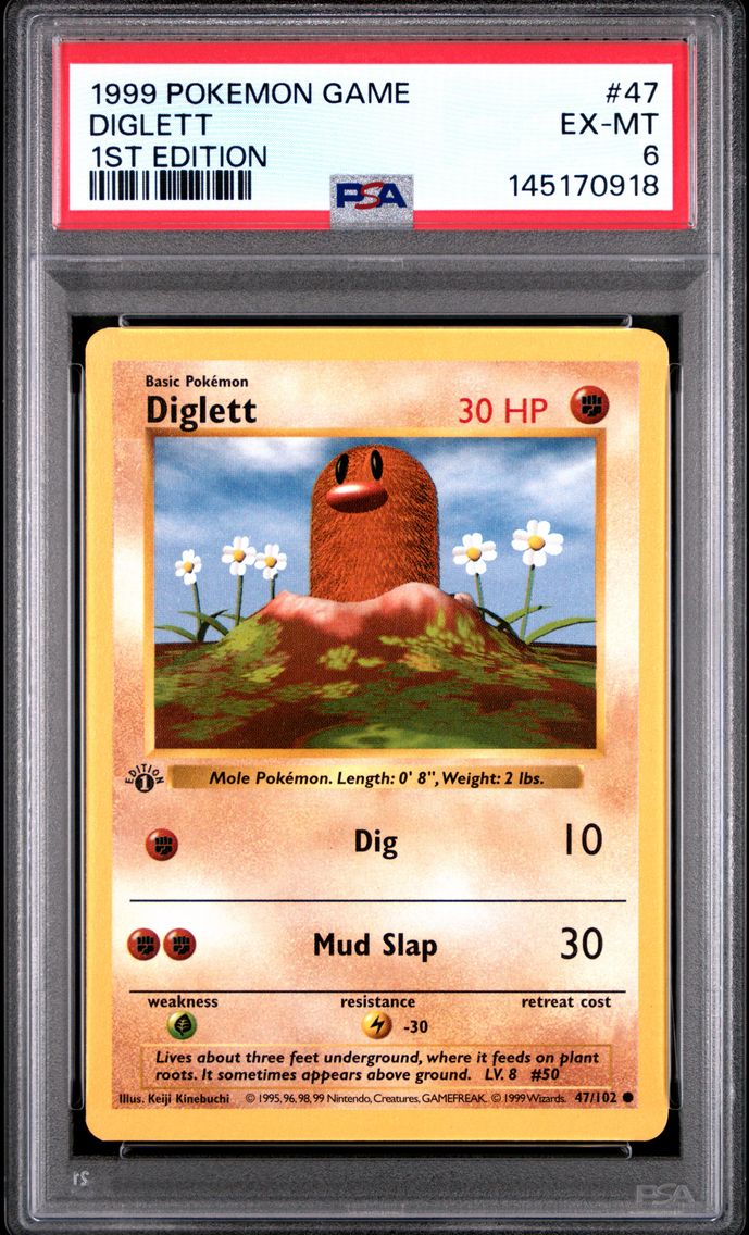 1999 #47 Diglett 1st Edition PSA 6 Game Pokemon