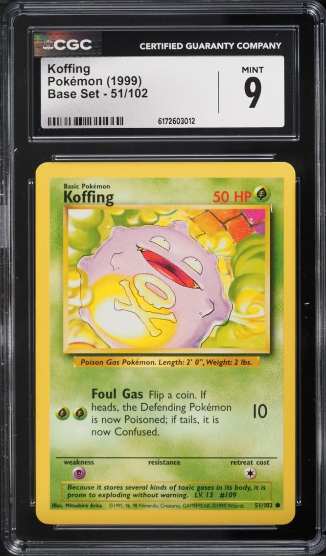 1999 Pokemon Base Set Koffing #51 CGC 9 MINT
