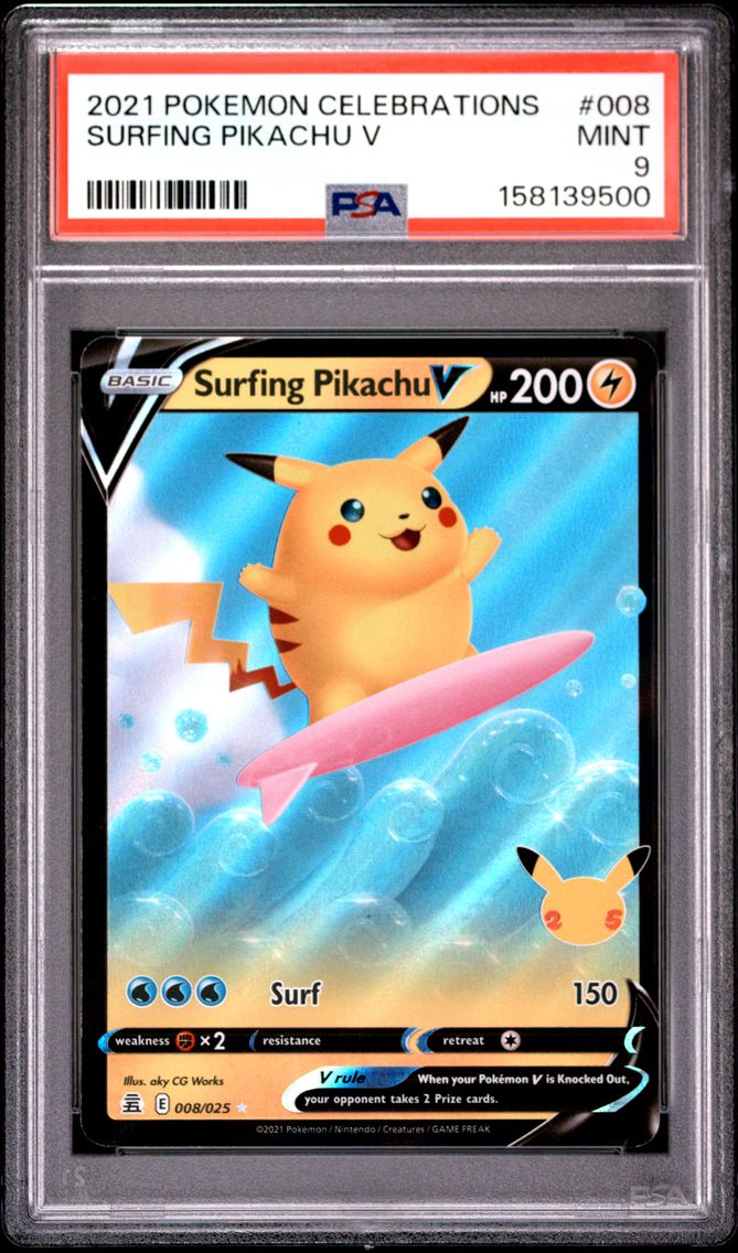 2021 #008 Surfing Pikachu V PSA 9 Celebrations