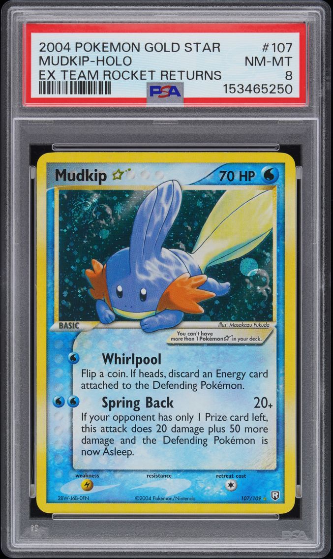 2004 #107 Mudkip-Holo Gold Star PSA 8 EX Team Rocket Returns