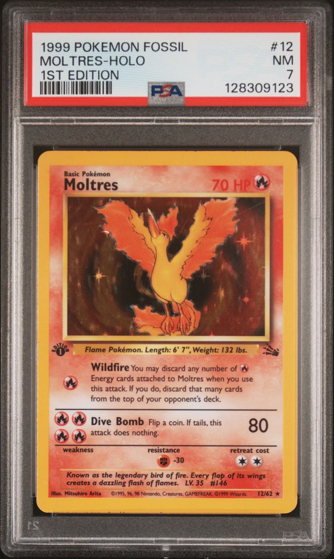 1999 #12 Moltres-Holo 1st Edition PSA 7 Fossil
