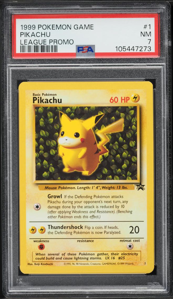 1999 Pokemon League Black Star Promo Pikachu #1 PSA 7 NRMT