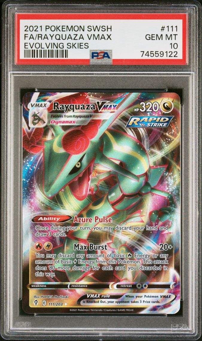 2021 #111 Full Art/Rayquaza Vmax PSA 10 Sword & Shield Evolving Skies