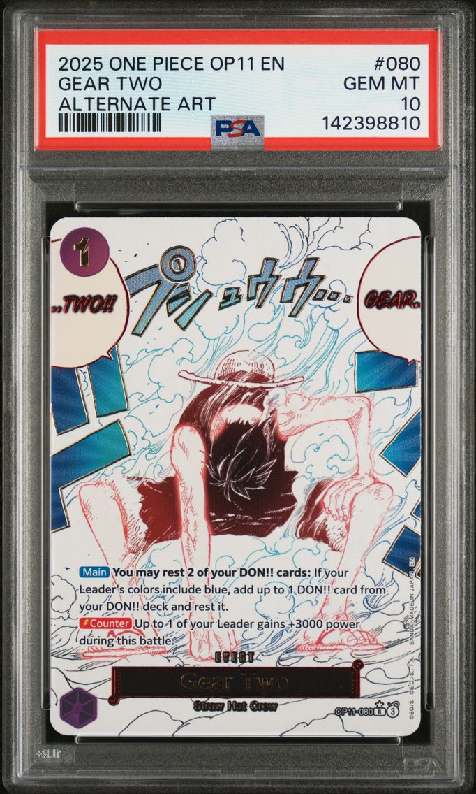 2025 #080 Gear Two PSA 10 One Piece OP11-A Fist of Divine Speed