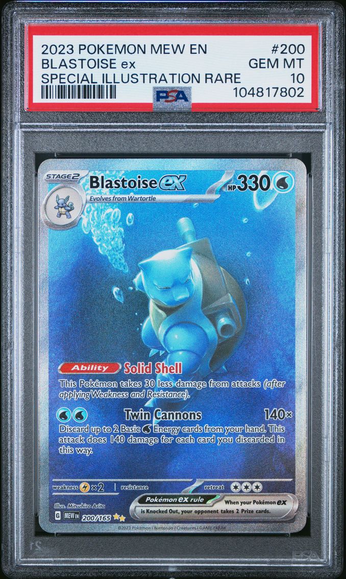 2023 #200 Blastoise EX PSA 10 Mew EN-151 Pokemon
