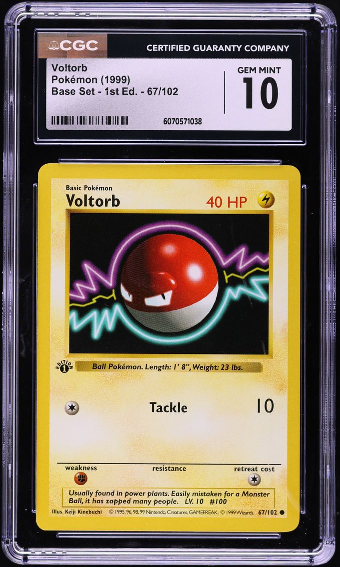 1999 #67 Voltorb 1st Edition CGC 10 Game Pokemon