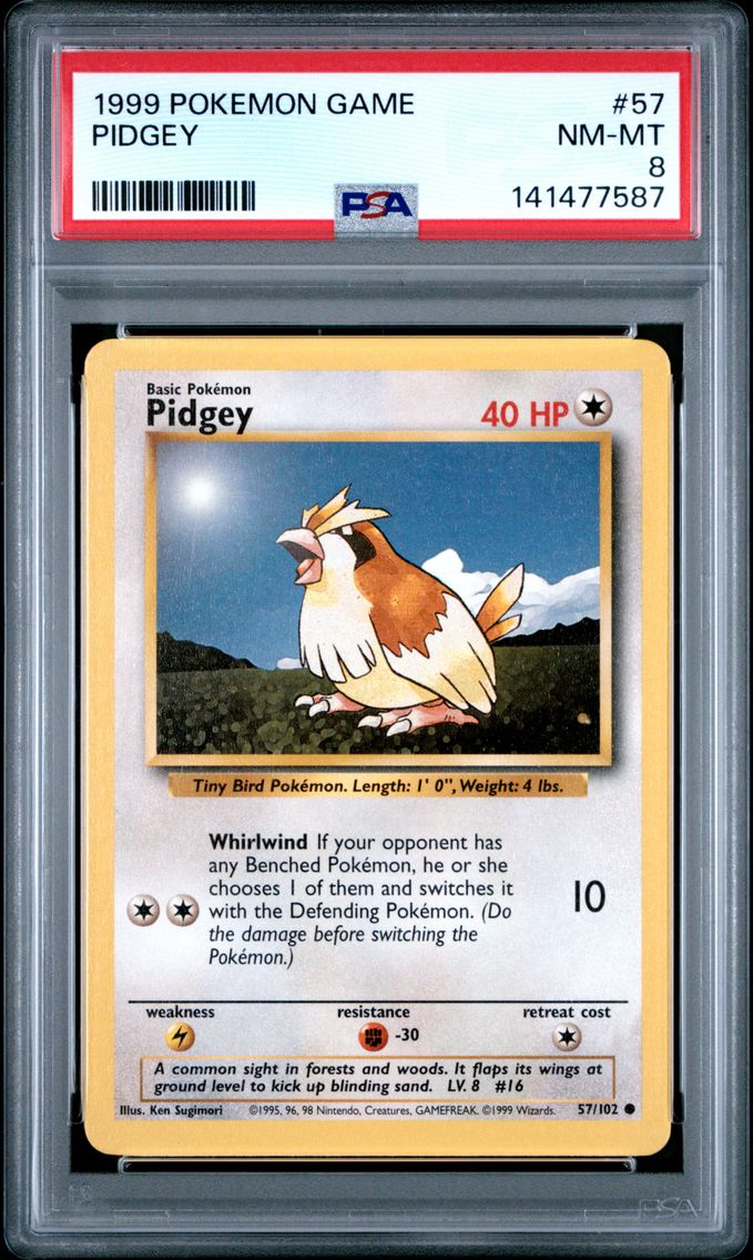 1999 #57 Pidgey PSA 8 Game Pokemon