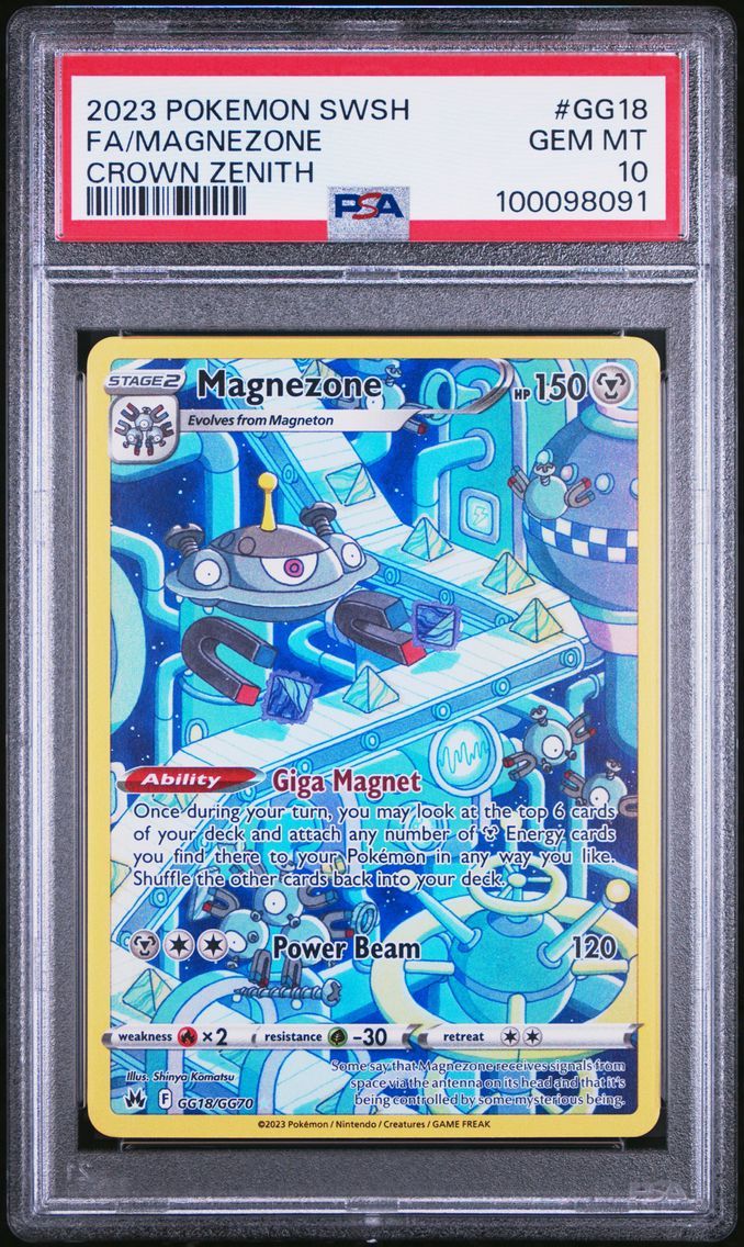 2023 #GG18 FULL ART/MAGNEZONE PSA 10 POKEMON SWORD AND SHIELD CROWN ZENITH