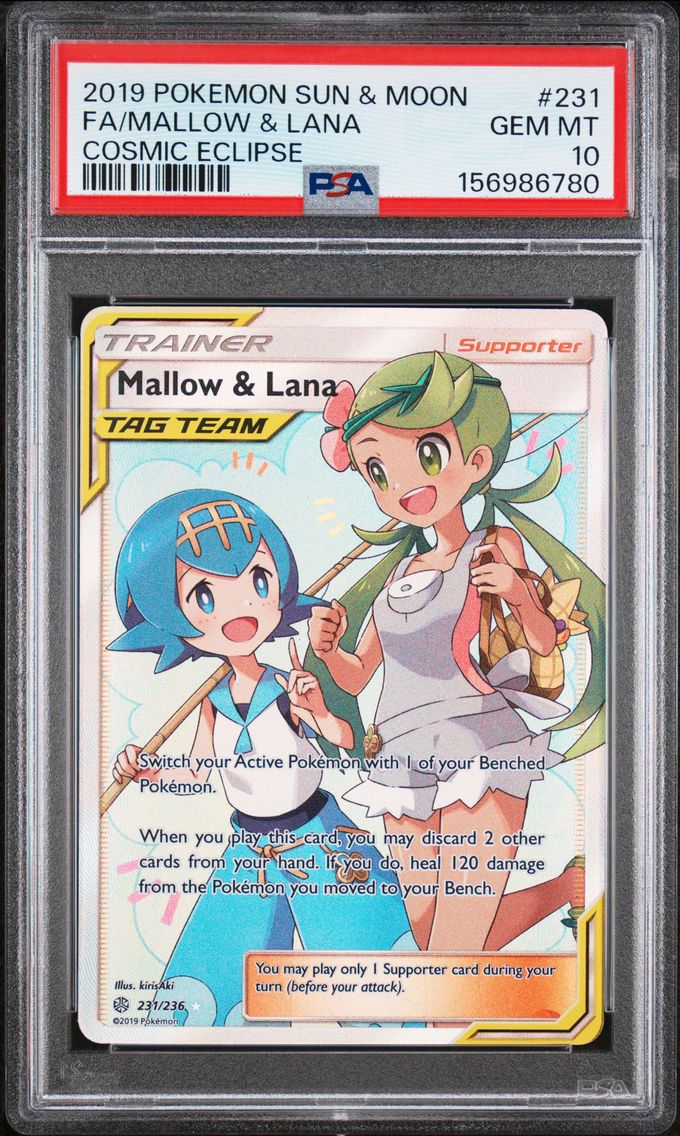 2019 #231 Full Art/Mallow & Lana PSA 10 Sun & Moon Cosmic Eclipse