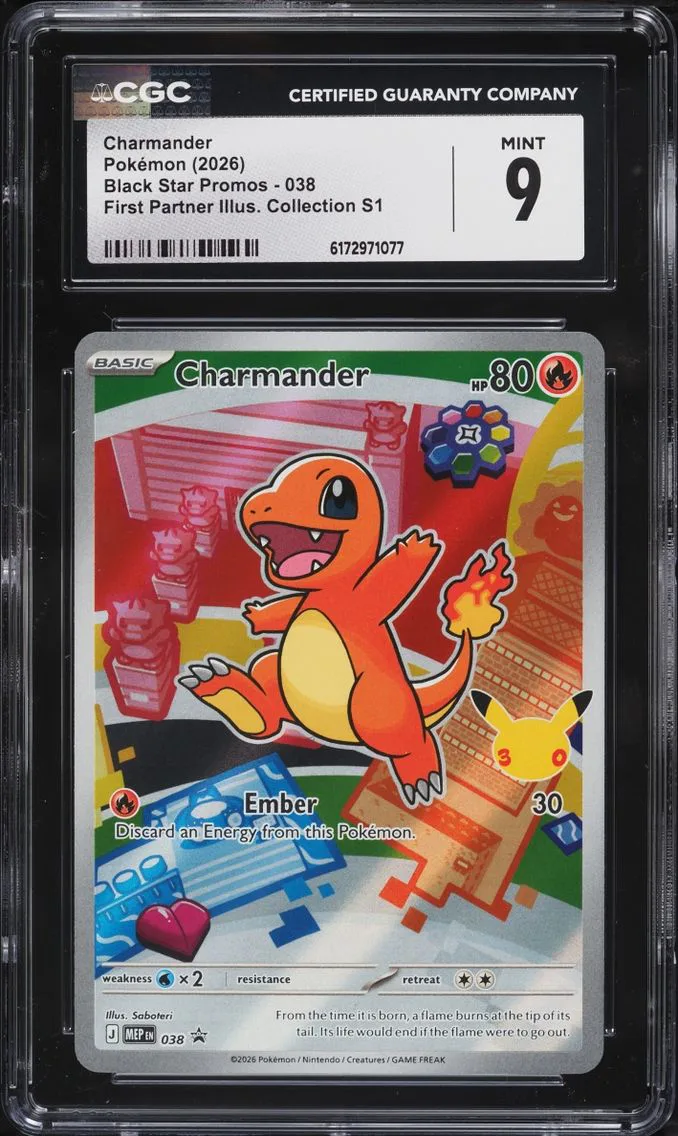2026 Pokemon Mega Evolution Promo First Partner Illustration Full Art Charmander #38 CGC 9 MINT