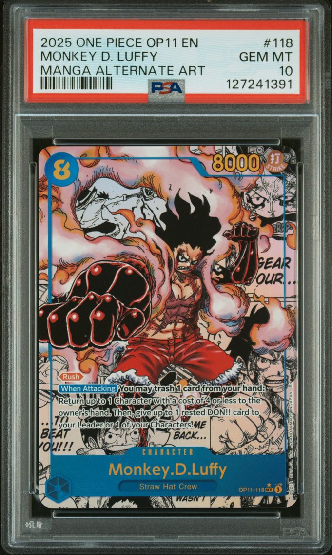 2025 #118 Monkey D. Luffy PSA 10 One Piece OP11-A Fist of Divine Speed