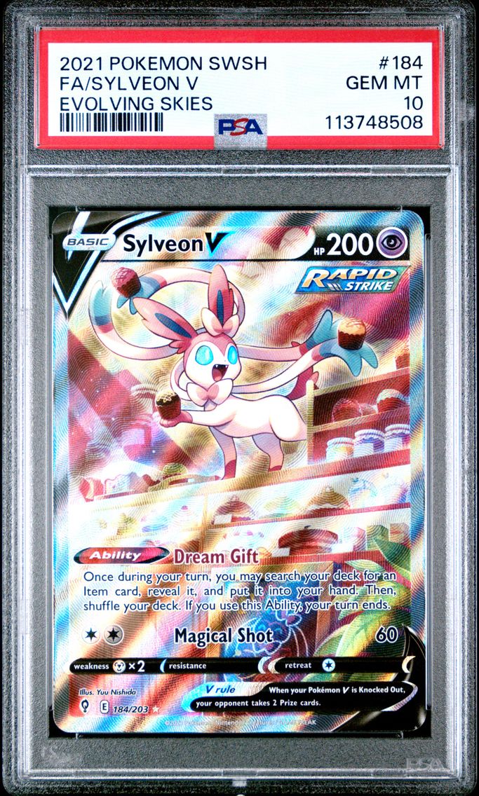 2021 #184 Full Art/Sylveon V PSA 10 Sword & Shield Evolving Skies