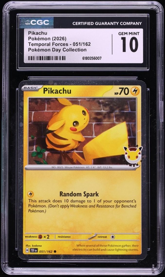 2026 Pokemon Scarlet & Violet Temporal Forces Day Collection Pikachu #51 CGC 10 GEM MINT