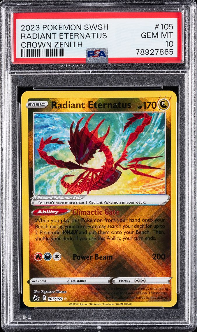 2023 #105 Radiant Eternatus PSA 10 Sword and Shield Crown Zenith Pokemon