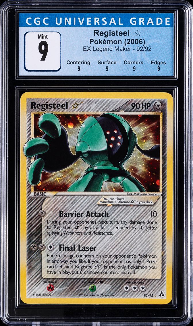 2006 #92 Registeel Gold Star CGC 9 EX Legend Maker - English Pokemon