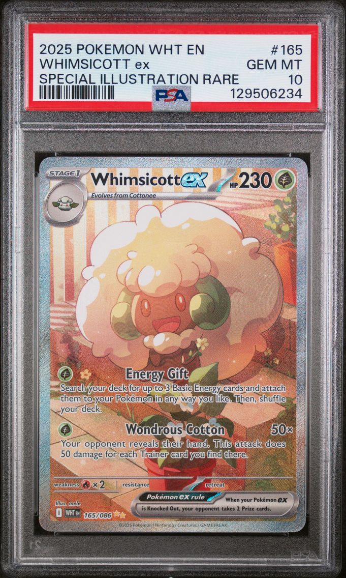 2025 #165 Whimsicott EX PSA 10 Wht EN-White Flare
