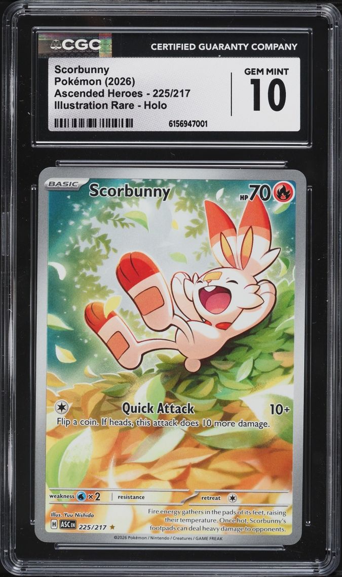 2026 Pokemon Mega Evolution Ascended Heroes IR Scorbunny #225 CGC 10 GEM MINT