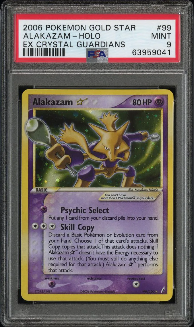 2006 #99 Alakazam-Holo Gold Star PSA 9 EX Crystal Guardians