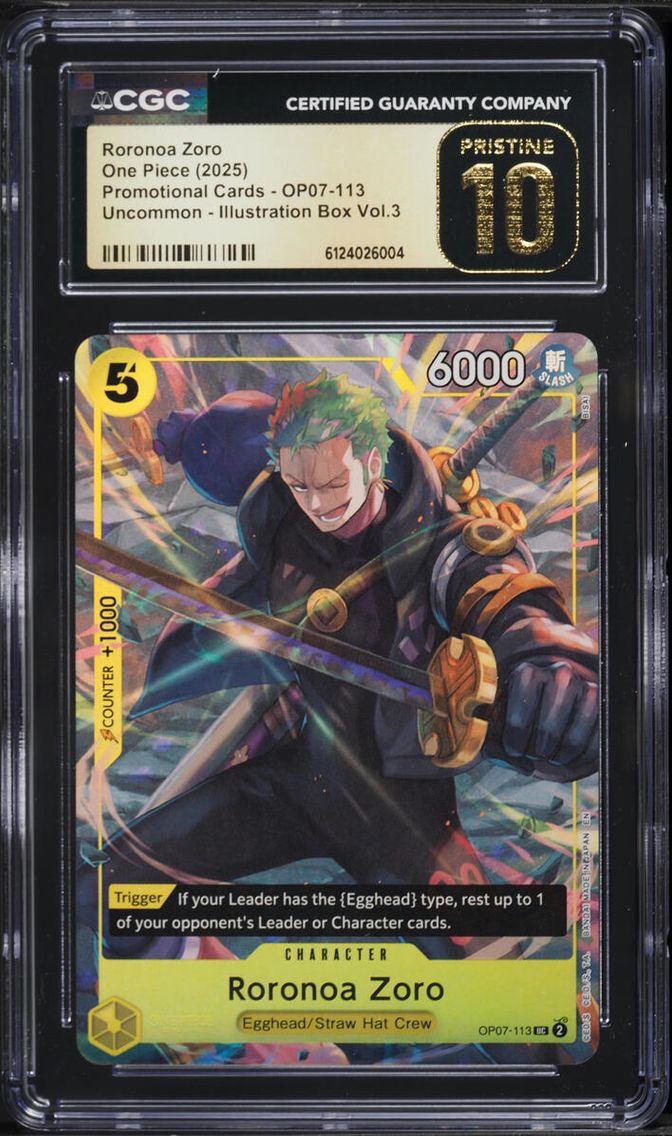 2025 #OP07-113 Roronoa Zoro CGC 10 One Piece Promo Illustration Box Volume 3