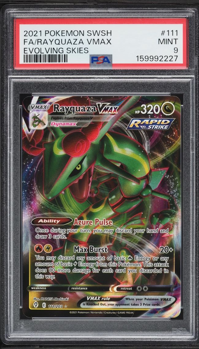 2021 Pokemon Sword & Shield Evolving Skies Full Art Rayquaza VMAX #111 PSA 9 MINT