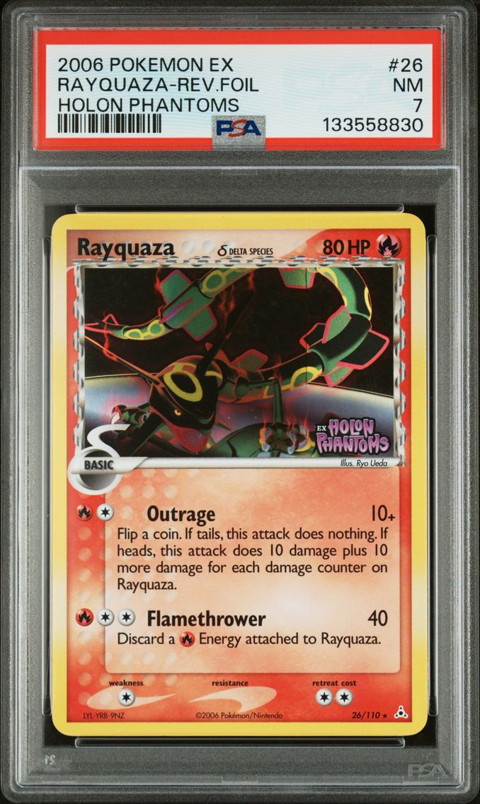 2006 #26 Rayquaza-Reverse Foil PSA 7 EX Holon Phantoms