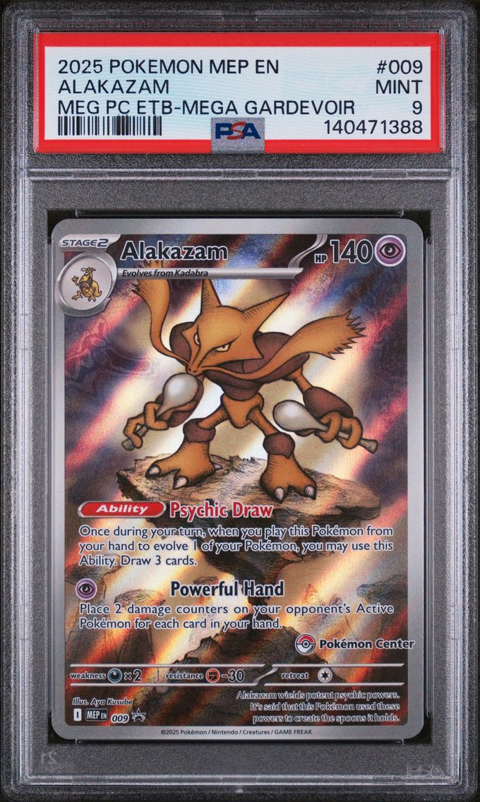 2025 #009 Alakazam PSA 9 Mep EN-Me Black Star Promo