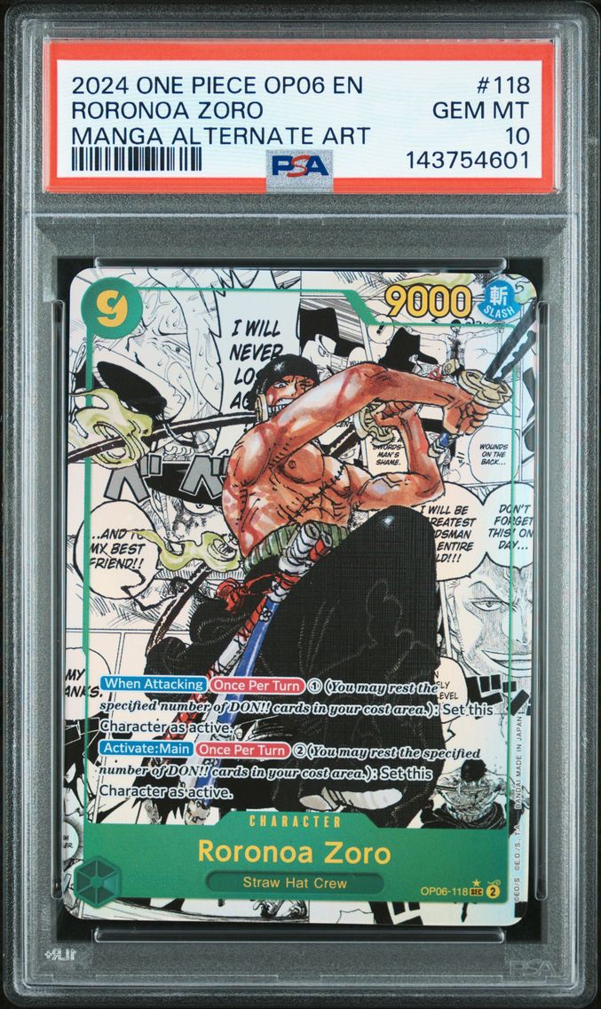 2024 #118 Roronoa Zoro PSA 10 One Piece OP06-Wings of the Captain