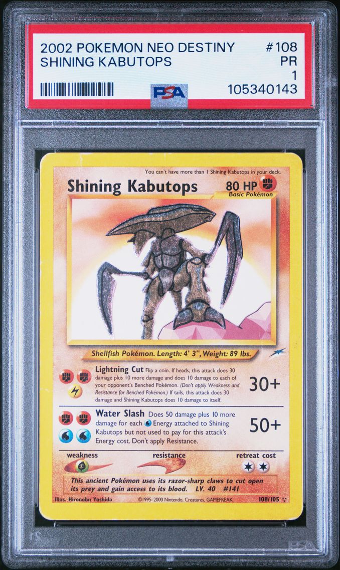 2002 #108 Shining Kabutops PSA 1 Neo Destiny Pokemon